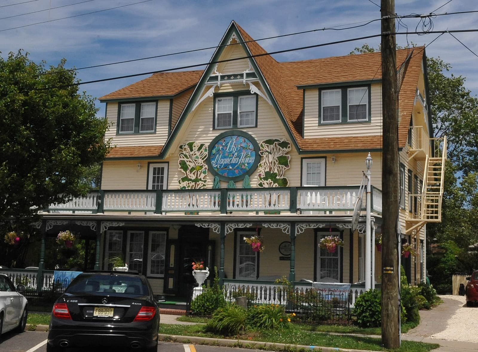 Victorian-era beachfront homes and a sandy oceanfront block in Beach Haven, the Queen City at the south end of Long Beach Island, New Jersey