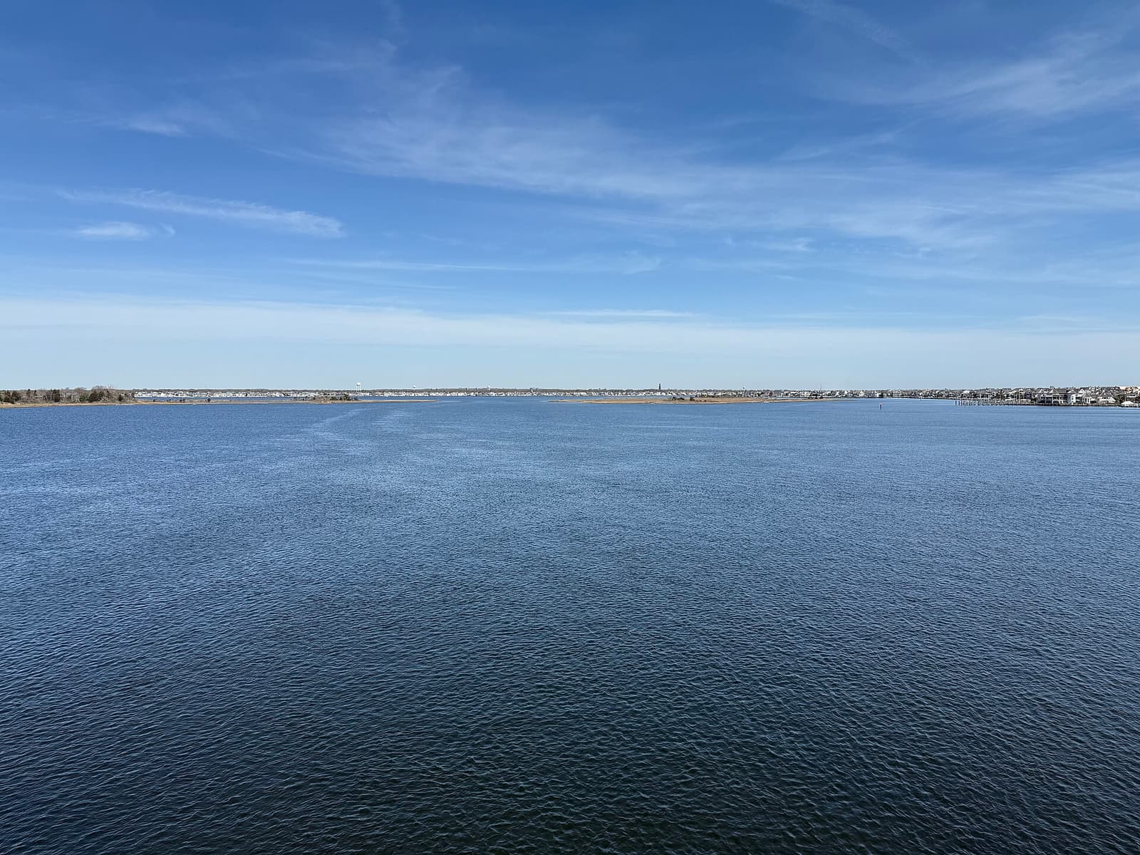 Aerial view of Mantoloking and Bay Head luxury waterfront estates at the head of Barnegat Bay, New Jersey